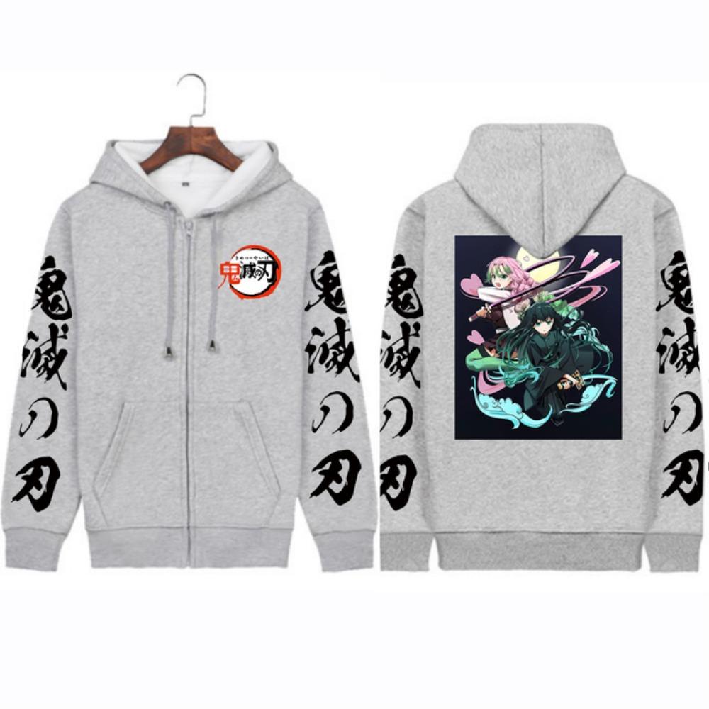 Tokitou Muichirou Demon Slayer Anime Zipper Hoodies Kanroji Mitsuri Mnaga Printed Men Women Plus Size Casual Zip-up Jacket Coats