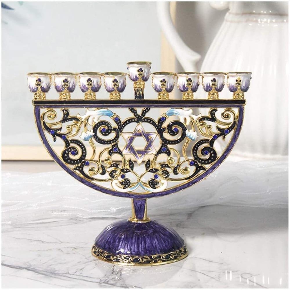 European Enamel Metal Candle Holder Ornament Retro Enamel Nine-head Lamp Holder Home Decoration Crafts