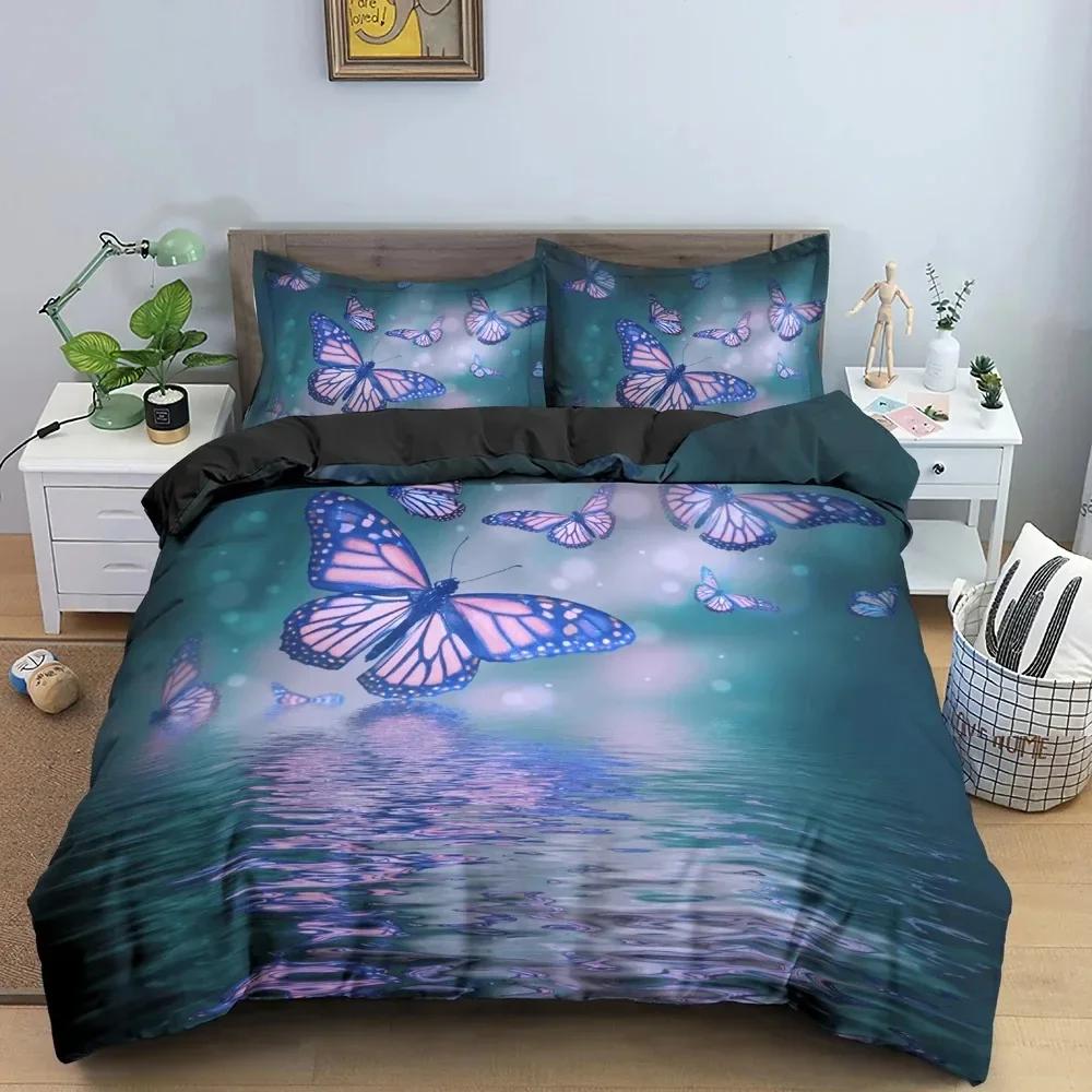 Beautiful Butterfly Soft Cozy Comfortable Duvet Quilt Cover Pillowcase Bedding Set Children Bedroom Decoration Home Textile