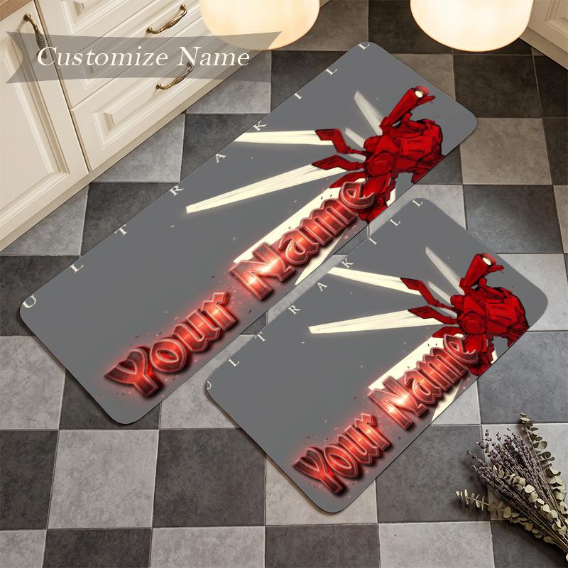 Ultrakill (19) Custom Name Flannel Mat Anti-Slip Kitchen Floor Rug for Home Kitchen Decor Gift