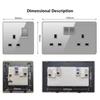 UK 13A Doublel usb электрическая розетка настенный светодиодный выключатель, серое стекло универсальный Type-c 18 Вт интеллектуальная быстрая зарядка розетка питания вилка