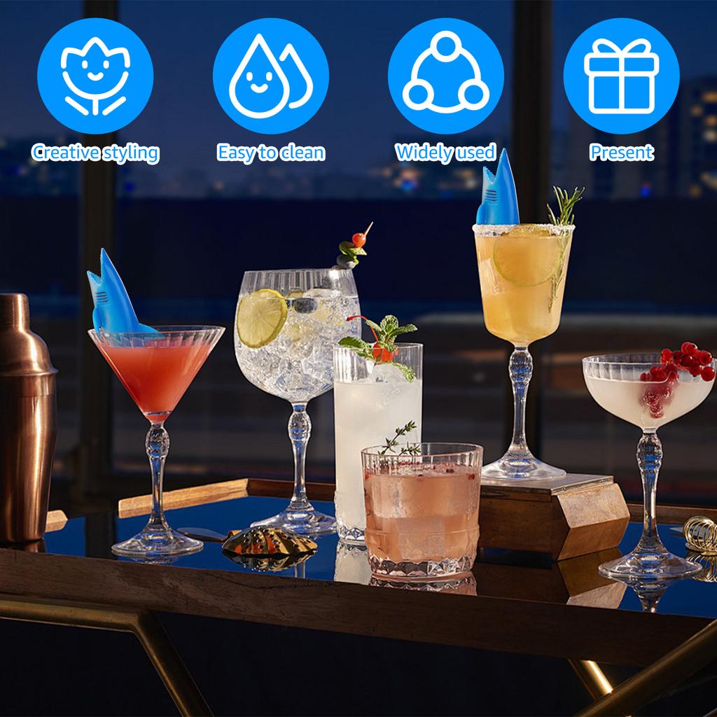 16Pcs PVC Shark for Drinking Reusable Hollow Shark Decor Filled Flavor Syrup for Cocktail Lemonade for Theme Party Ocean Animals