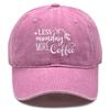 LESS monday MORE Coffee" Print Snapback Baseball Hat, Sports Hat Slouchy Distressed Solid Casual Adjustable Baseball Cap