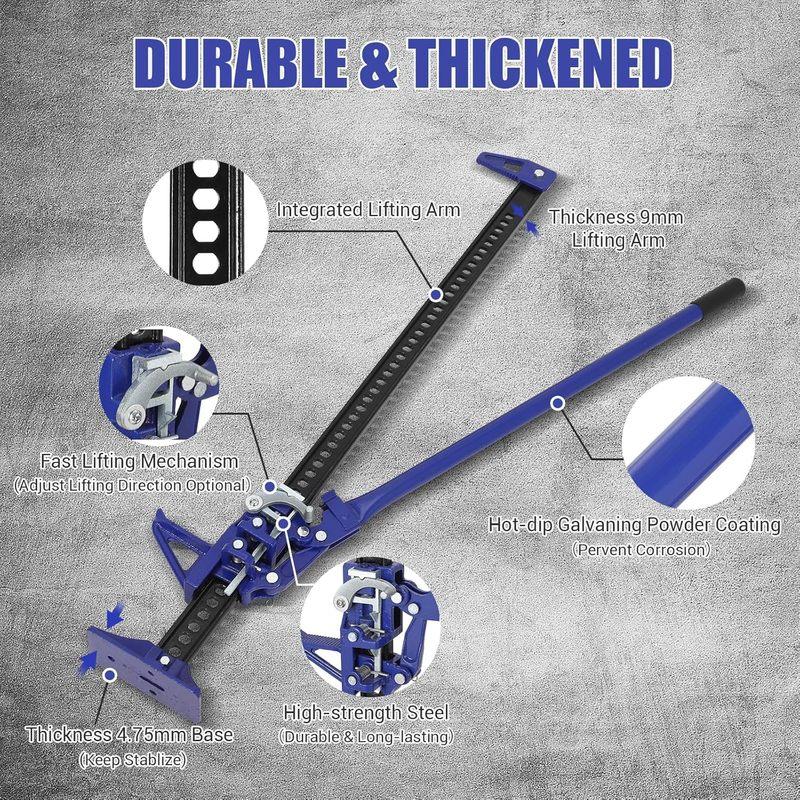 48" High-Lift Farm Jack – 3 Ton (6,600 LB) Capacity, Ratcheting Lift from 5" to 45" for Off-Road Vehicles, Trucks, Tractors