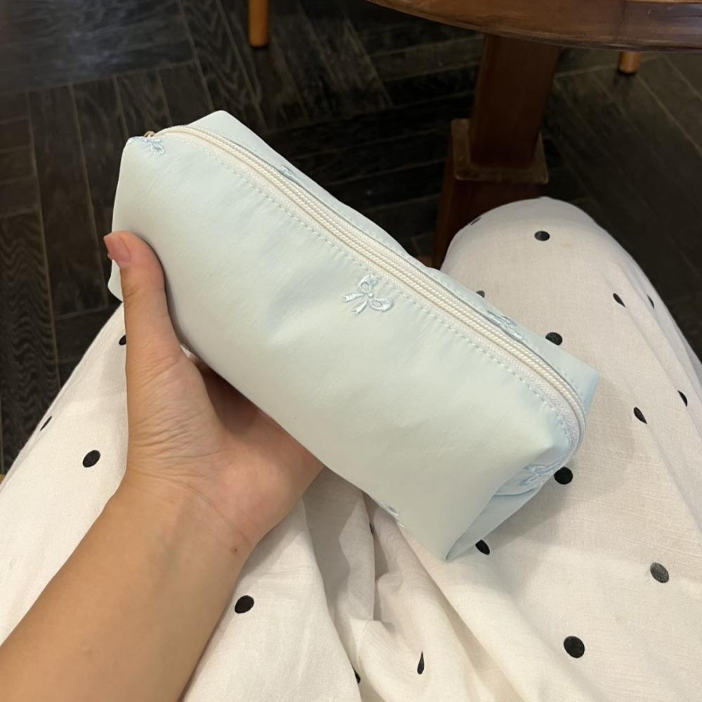 Large Capacity Pencil Case Bowknot Embroidery Stationery Bag  School Office