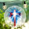 Metal Wind Chime Outdoor Hanging Decor for Garden Patio Yard Vibrant Red White Blue Swirling Design Cross Shaped Wind Powered No Batteriesa