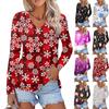 Женский повседневный модный сексуальный удобный рождественский принтованный топ с V-образным вырезом и длинными рукавами