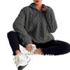 Women's Burgundy Cable Knit Turtleneck Sweater, Cozy Winter Pullover, Ribbed Cuff