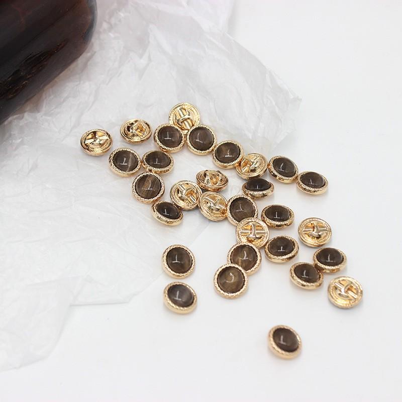 10PCS Gemstone Shank Buttons 11mm Round Metal Glossy Gem Buttons Woman Skirt Coat Buttons Multiple Colors