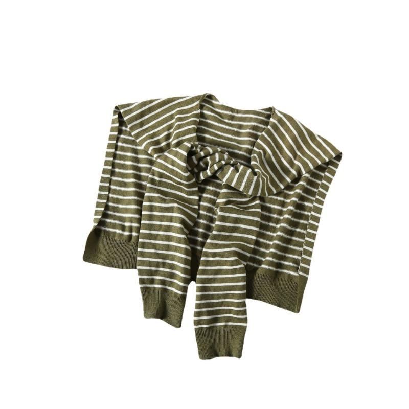 New Style Women's Striped Shoulder Small Shawl Spring and Autumn with Versatile Decorative False Collar Vest