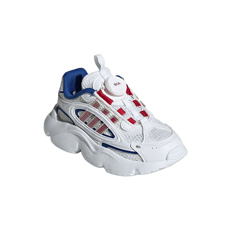 Adidas Оригинальные кроссовки Ozmillen с амортизацией, износостойкие, низкие, для бега, детские, бело-серые с красным, детские кроссовки JR8365