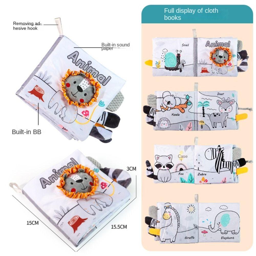 Animals Tail Kids Cloth Book Sound Paper Baby Early Learning Toy Learning Cognize