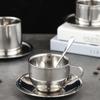 Нержавеющая сталь 304, 3 шт./компл., поднос для кофейных чашек, ложка для перемешивания, двойная изоляция стенок, кружка для чая с молоком, набор посуды для европейского отеля