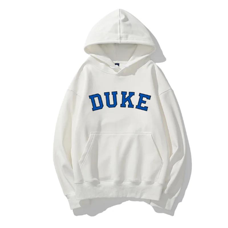 2024 New Hoodie Duke Printed Hoodie for Men Long Sleeve Simple Tops Solid Clothes Street Fashion Unisex Personality Autumn