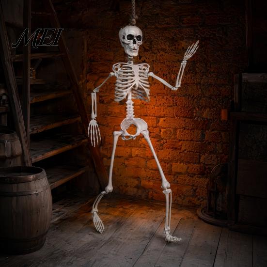Life-like Skeleton Decoration 3ft Life Size Halloween Skeleton, Full Body Posable Plastic Prop, Realistic Poseable Prop Human Bones Model for