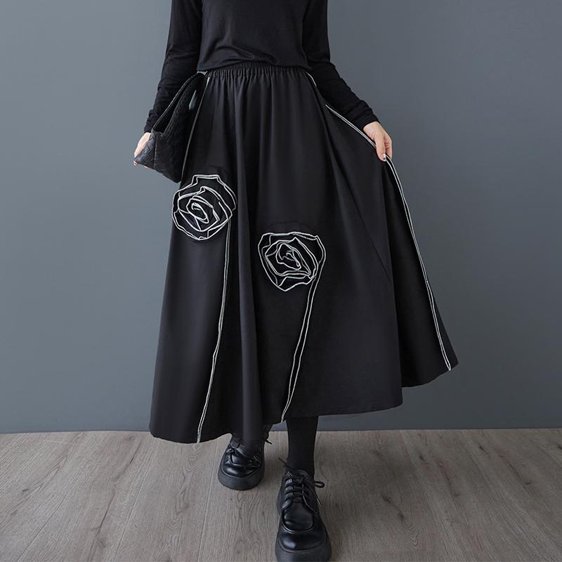 DIMANAF 2025 Весна Женские Новые Юбки Винтажные Свободные Эластичная Талия Плиссированные Элегантные Длинные Юбки Цветочные Большого Размера