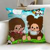 classic toy brand Monchhichi Cushion Cover Soft  EasyWash Pillow Case  Versatile for Couch Bed Travel and Office