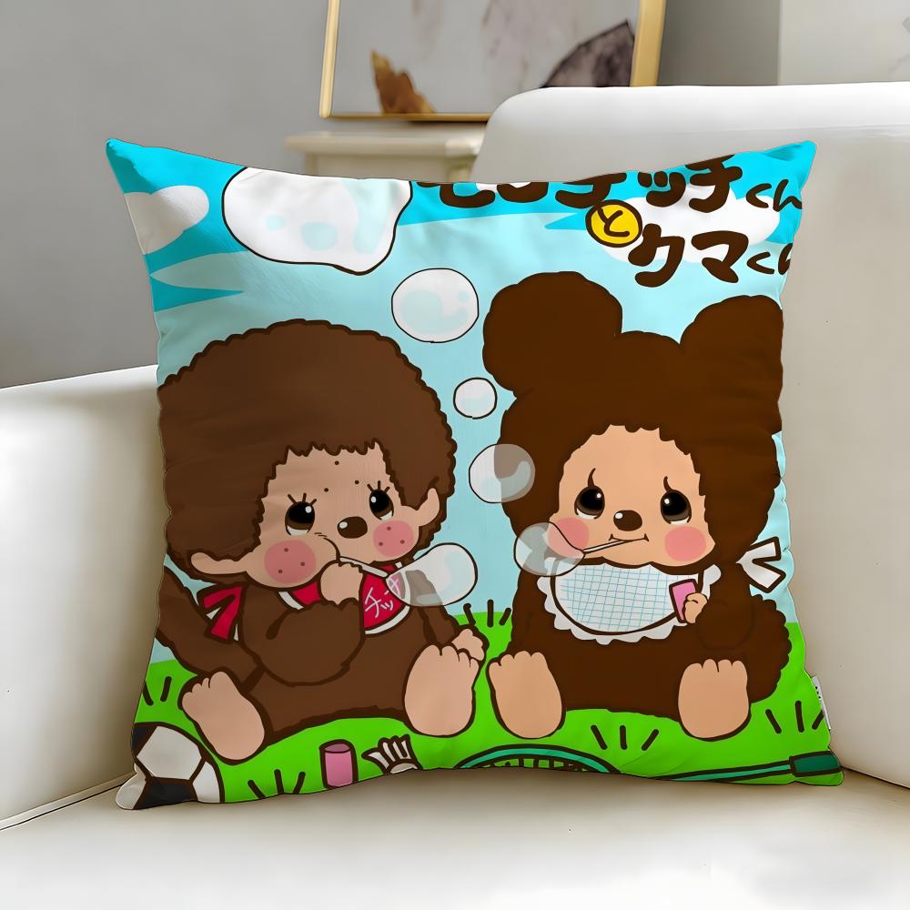 classic toy brand Monchhichi Cushion Cover Soft EasyWash Pillow Case Versatile for Couch Bed Travel and Office