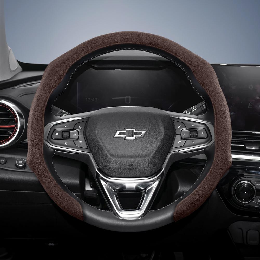 AABHN1 Подходит для Chevrolet Премиальная замшевая накладка на руль с кнопками, Нескользящая и прочная, Доступны круглые и D-образные рули