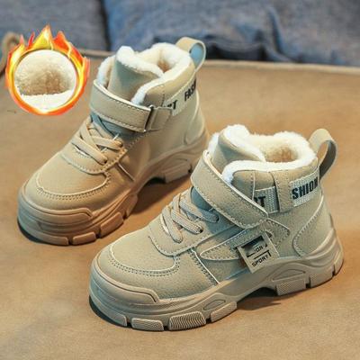 Зимние детские ботинки для мальчиков, утепленные кашемировые ботинки для снега, нескользящие уличные ботинки Martin для девочек, студенческая обувь