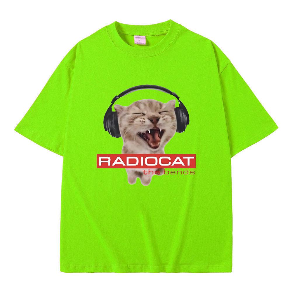 Британская рок-группа Radiohead Смешной Radiocat The Bends Принт Футболка Мужская Женская Винтажная Готическая Футболка Оверсайз Мужская Футболка с мемом
