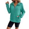 Women's Sweatshirts Half Zip Long Sleeve Lapel Sweater Casual Pullover Top with Pocket Autumn Loose Clothes