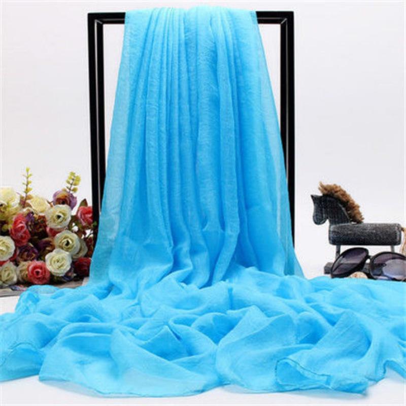 Elegant Red Chiffon Scarf for Women, Infinite Summer Scarf with Tassels