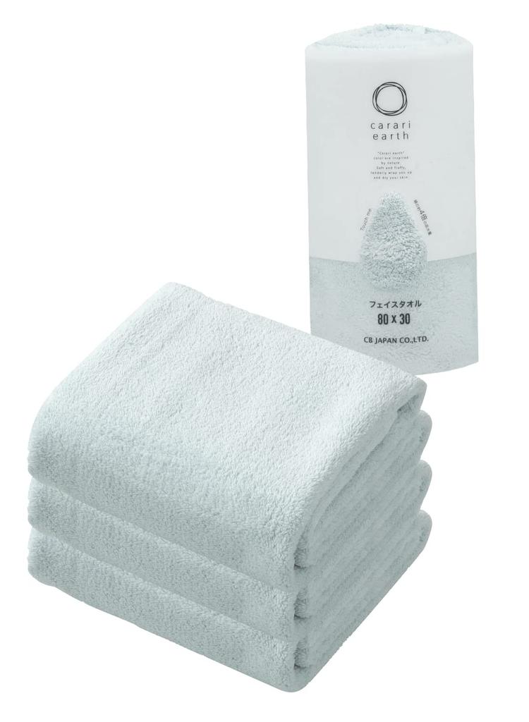 CB JAPAN Carari Face 4x Absorbent Earth Carari Earth Towels, Microfiber, Blue, 3-Pack, Quick-Drying, Marshmallow-Soft, Fluffy, 30x80cm,
