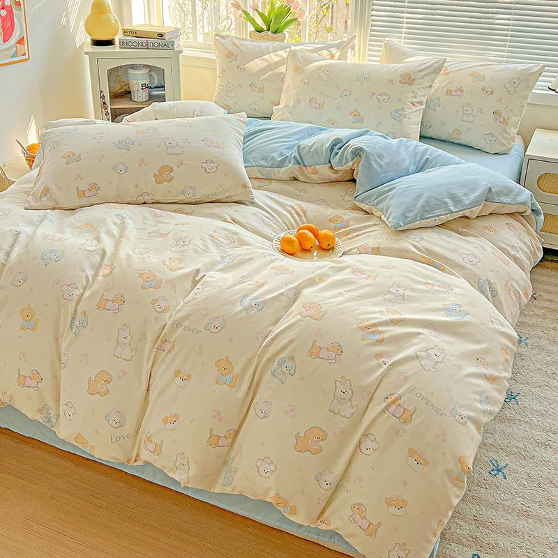 American Country Floral Printed Duvet Cover Set Soft Breathable Double Bedding for Spring Summer Quilt Cover Set with Flat Sheet