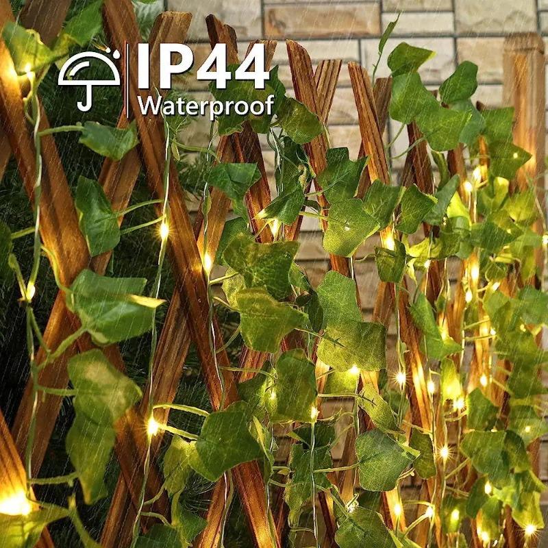 4M 20LED Солнечные Гирлянды из Лозы Уличные Водонепроницаемые Декор из Искусственных Листьев Плюща Сказочные Огни для Рождества Сада Свадьбы