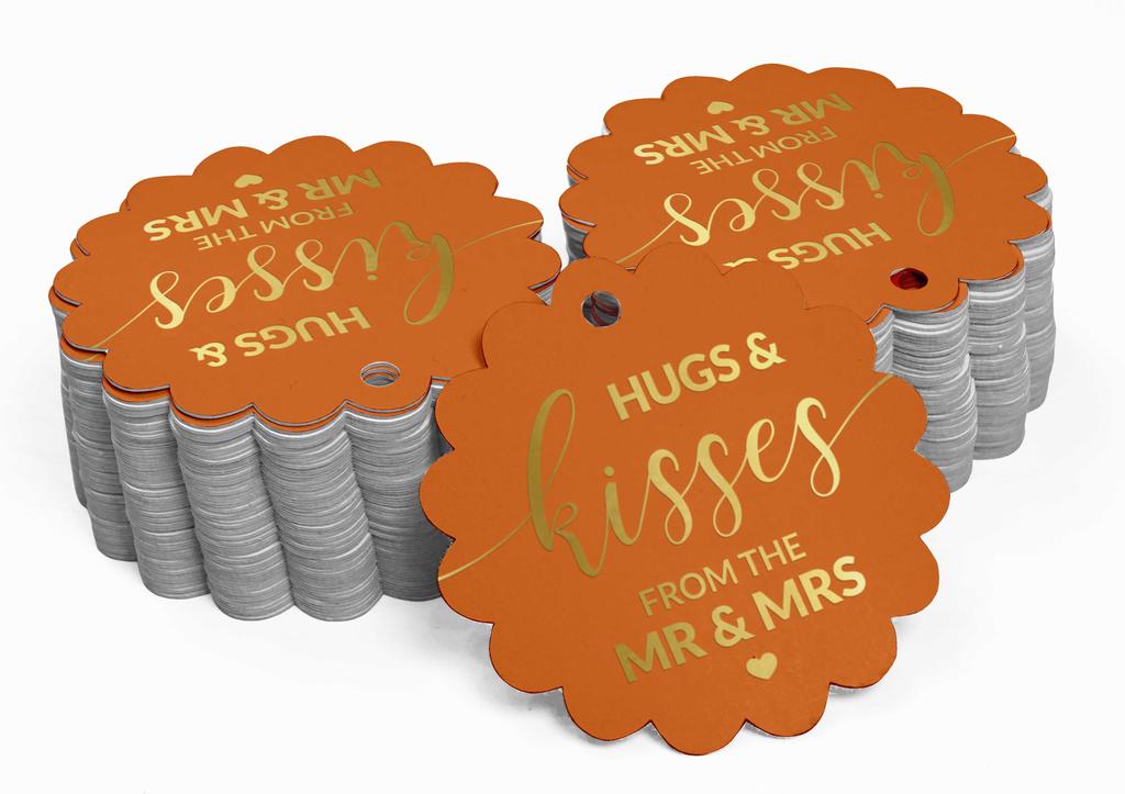 Inkdotpot Настоящая золотая фольга Объятия и поцелуи Свадебные бирки Бирки-сувениры Подвесные бумажные бирки 100