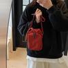 Mini Canvas Bag Women's Simple Casual Lightweight Mobile Phone Small Square Bag Drawstring Bundle One Shoulder Crossbody Bag KTB