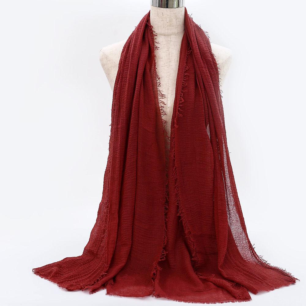 Big Size Crinkle Cotton Hijab Scarf Women Turban Muslim Shawl Plain Bandana Breathable Women's Shawls Foulard Hijab Hood Ramadan