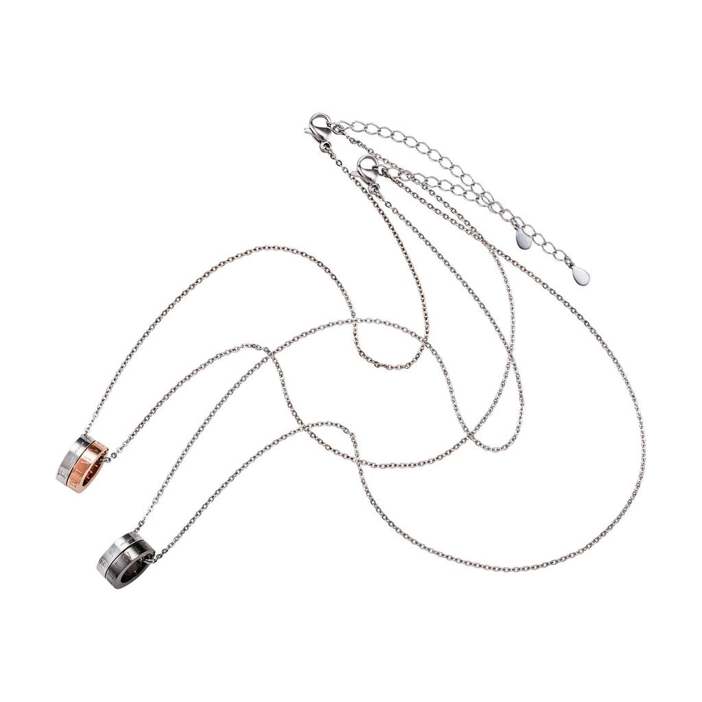 Пара ожерелья хирургическая нержавеющая сталь 316L кубический цирконий гипоаллергенный сообщение Pi розовый черный [белый клевер] + & 4SUP100GO&4SUP100BK