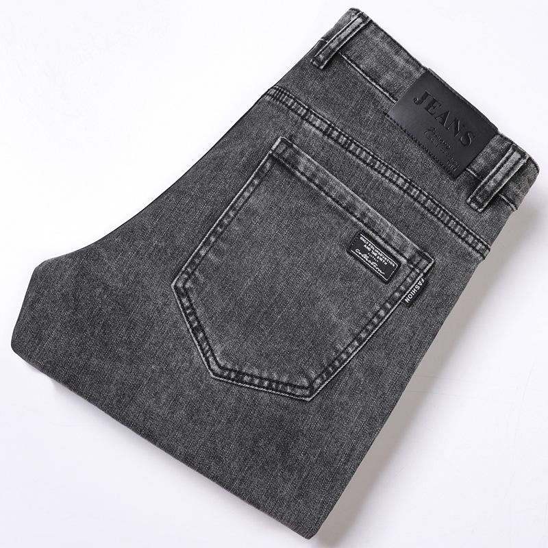 Stretch Grey Jeans Men's Spring and Summer Slim Straight Trousers New Trend of Casual Versatile Long Trousers