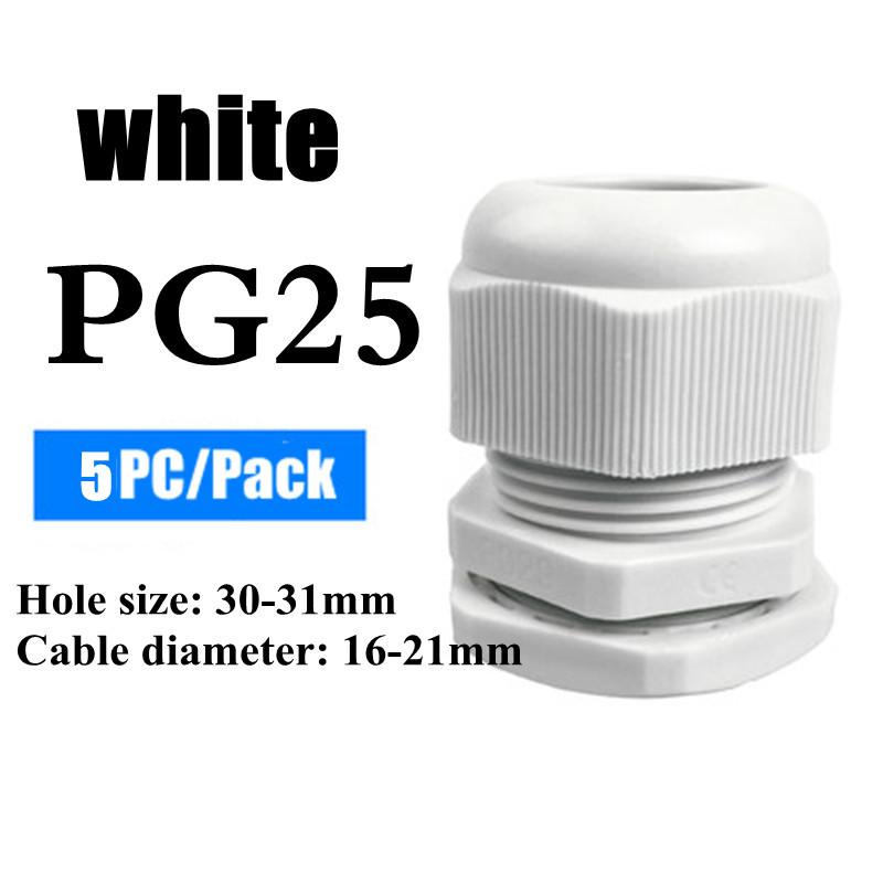 1/2/5/10pcs Waterproof Cable Gland Cable Entry IP68 PG7-PG36 White/Black Nylon Plastic Connector Joint
