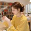 In stock 1116 spring and autumn new yellow floral shirt niche wear French temperament edge top