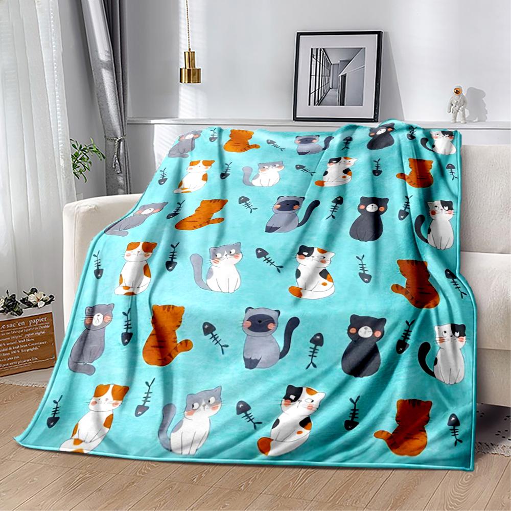 Cats In A Garden Flannel Blanket,Lightweight,Office Blanket,Sofa Blanket,Comfortable Blanket