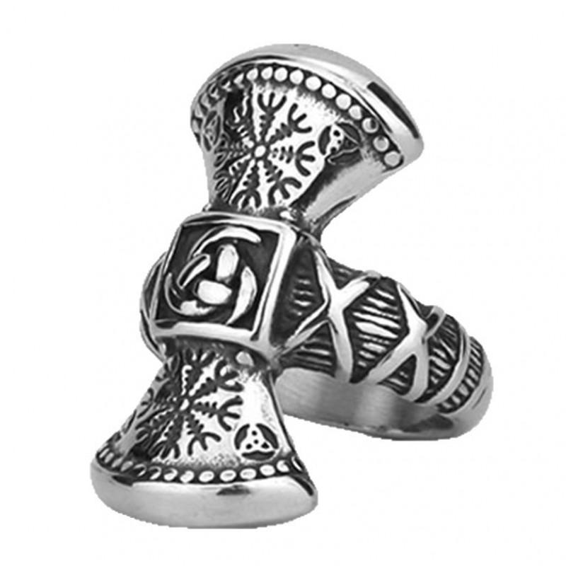 Adjustable Viking Rune Snowflake Metal Ring Men Women Retro Punk Geometric Open Band Jewelry
