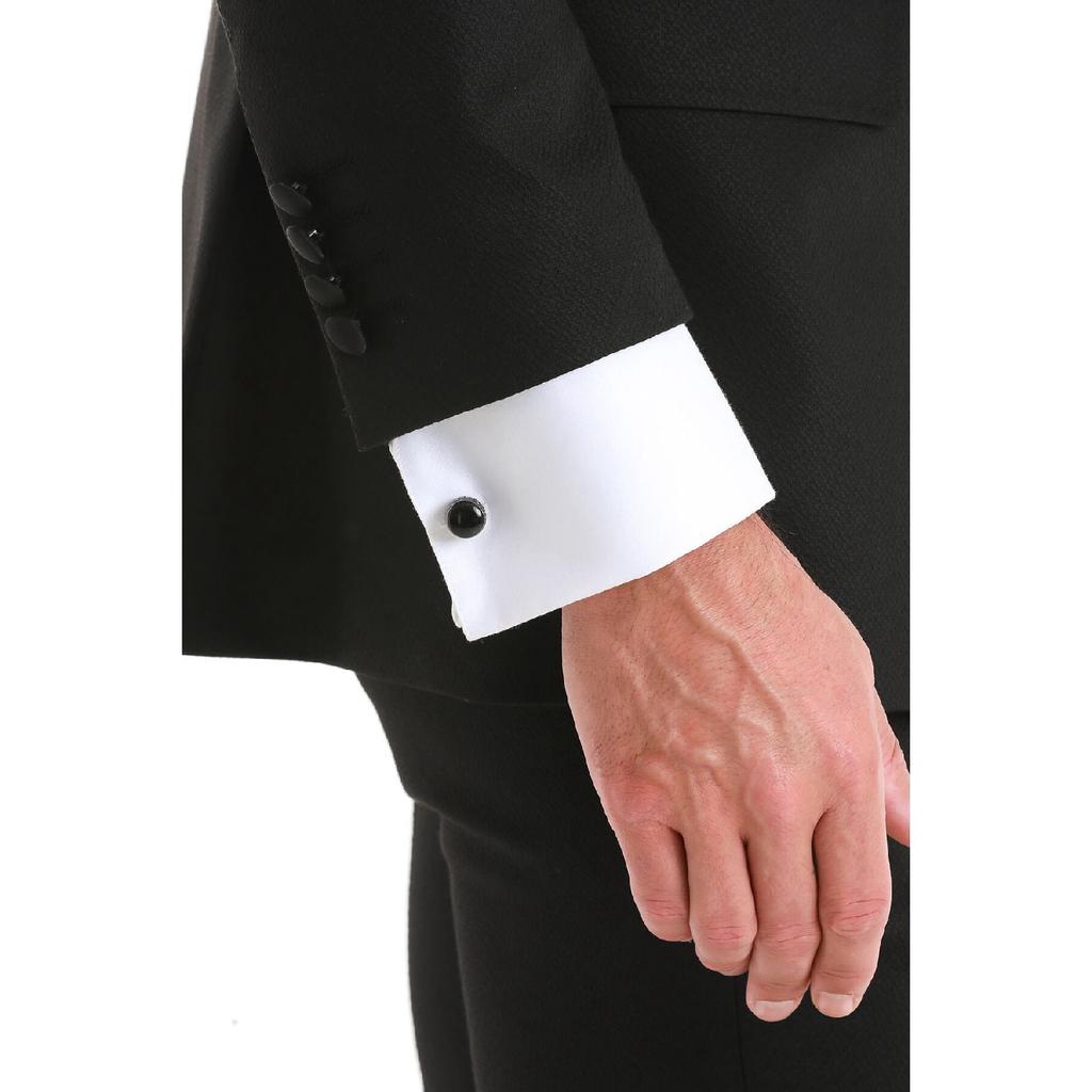 Черная однотонная круглая запонка