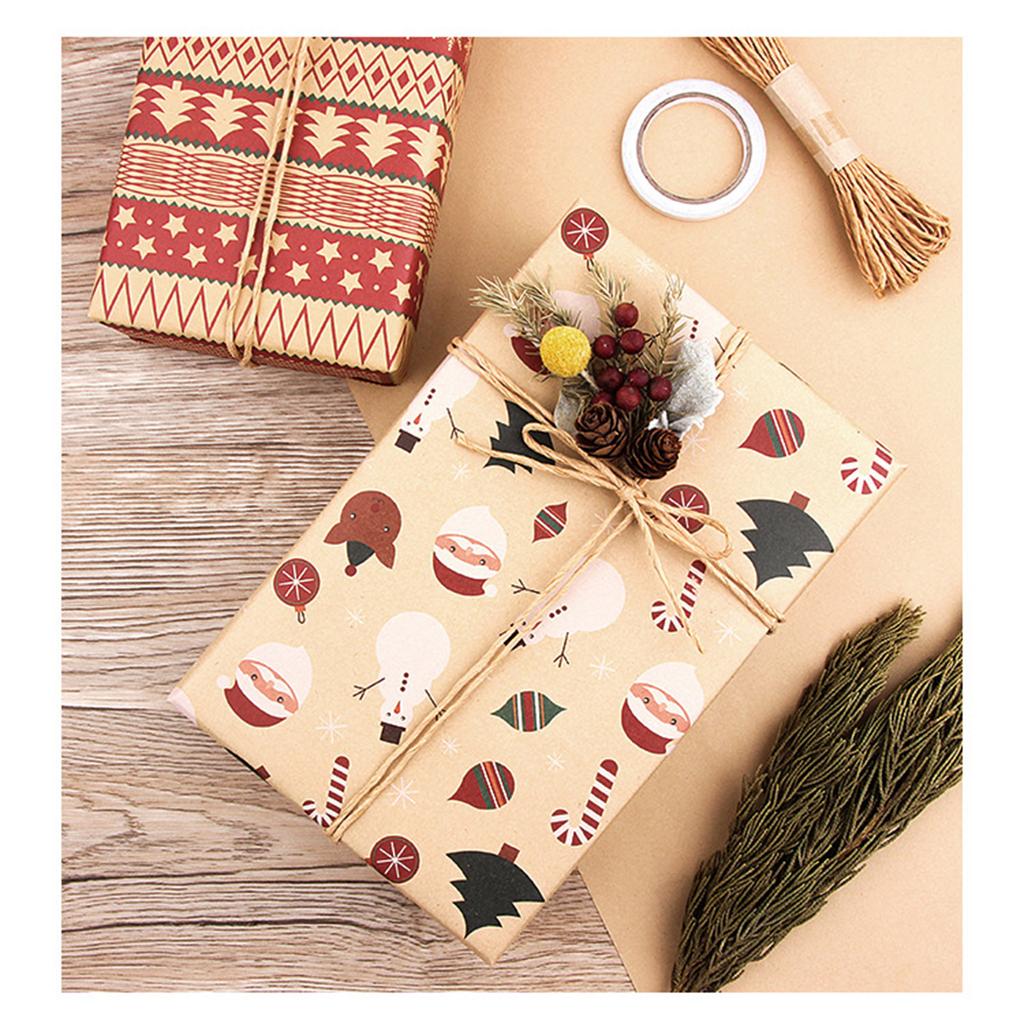 Рождественская оберточная бумага Коллекция рождественских элементов Односторонняя упаковочная бумага Плед-Лось и другие узоры-70смX50см