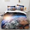 Galaxy Planet King Queen Duvet Cover Universe Sky Bedding Set 3D Blue Earth Outer Space Astronomy 2/3pcs Polyester Quilt Cover