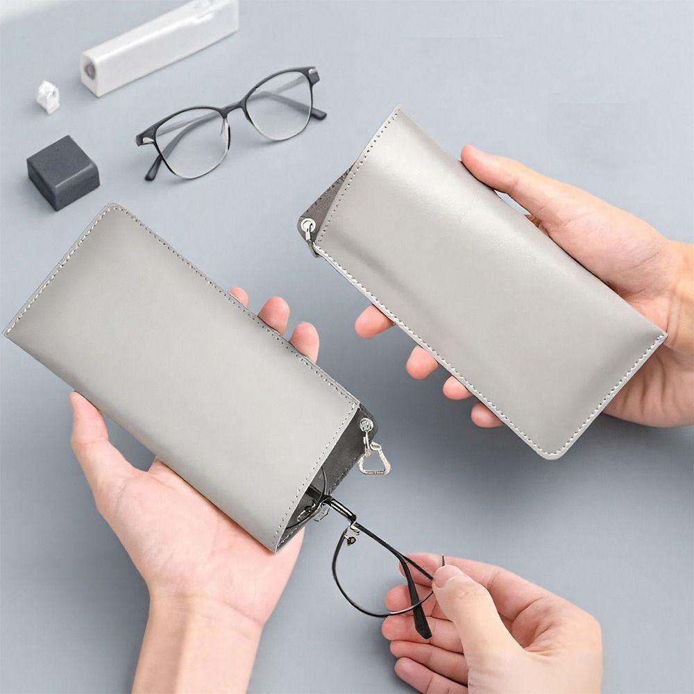 Solid Color Sunglasses Pouch PU Leather Hanging Sunglasses SunGlasses Holder Eyewear Accessories