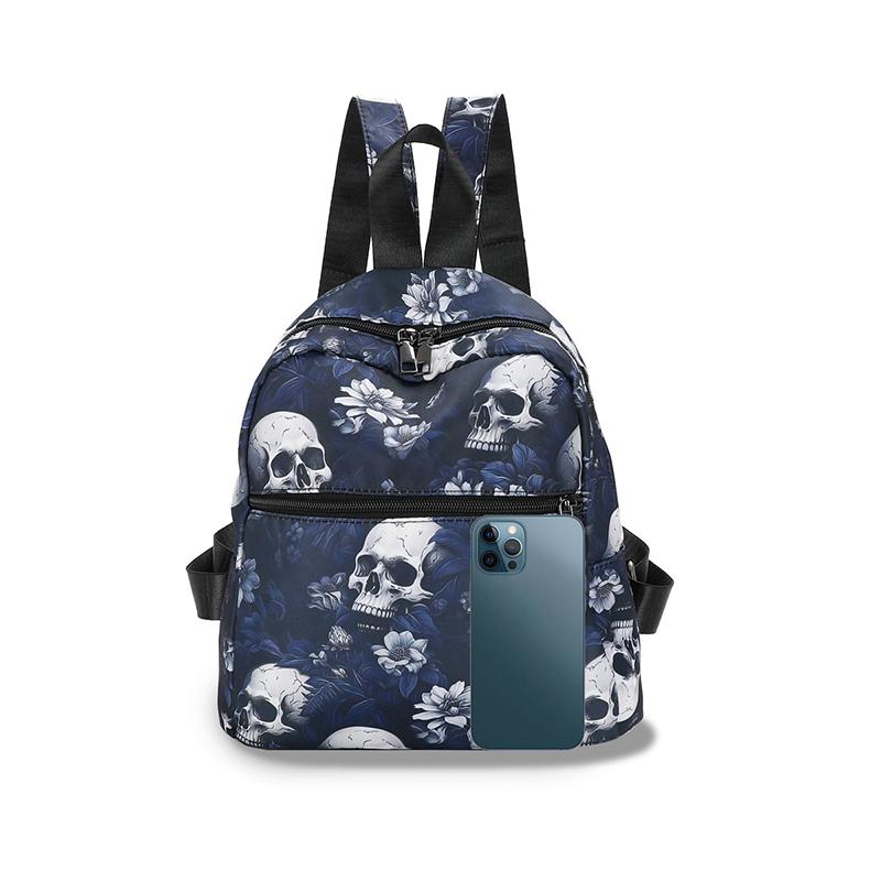 Ghost Skull Print Backpack Computer Laptop Shoulder Bag Halloween Oxford School Bag for Women GirlsTravel Daypack KTY