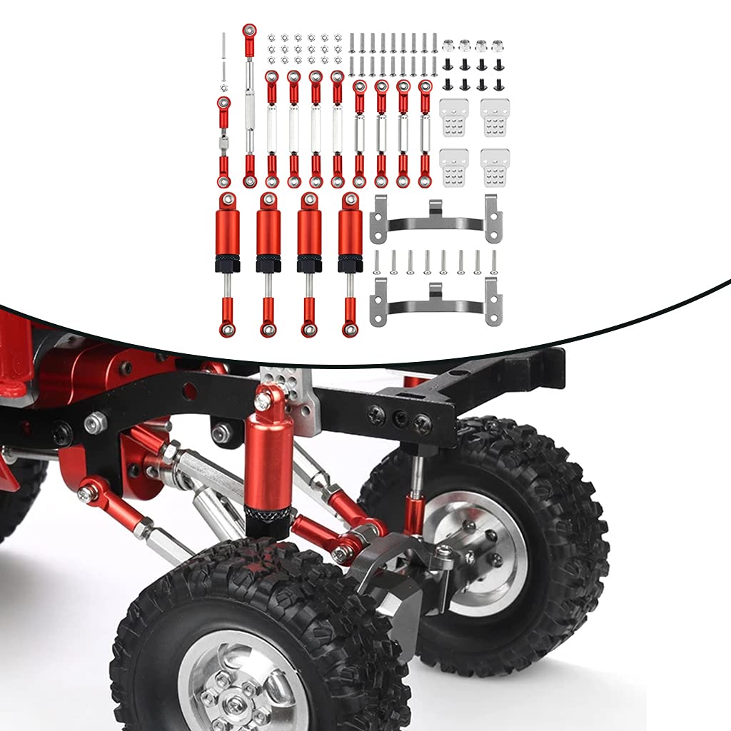 PEWETE RC Car Spare Parts Link Rod Seat Shock Absorber for 1:16 WPL C14, C24, C24-1, B14, B24FY Hobby Modification Accessories - Red