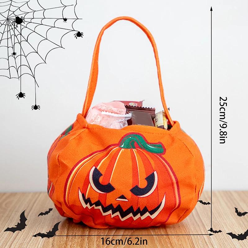 Halloween Pumpkin Candy Bag Stylish Non-Woven Portable Basket for Trick-or-Treating, Kids' Gift Packaging & Party Supplies