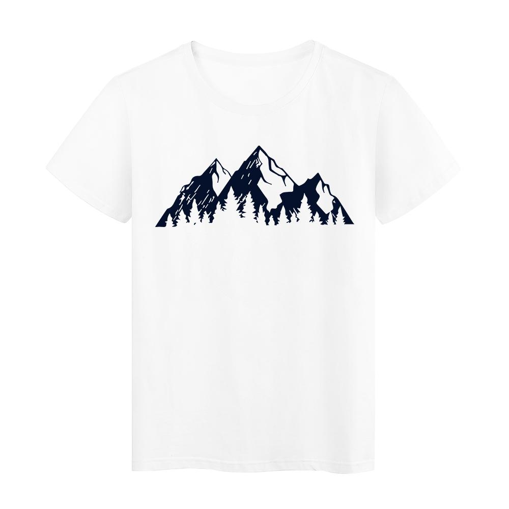 Black Moon And Forest Graphic Printed Tshirts Womens Cosmic Belief Series Short Sleeve Vintage Casual Style