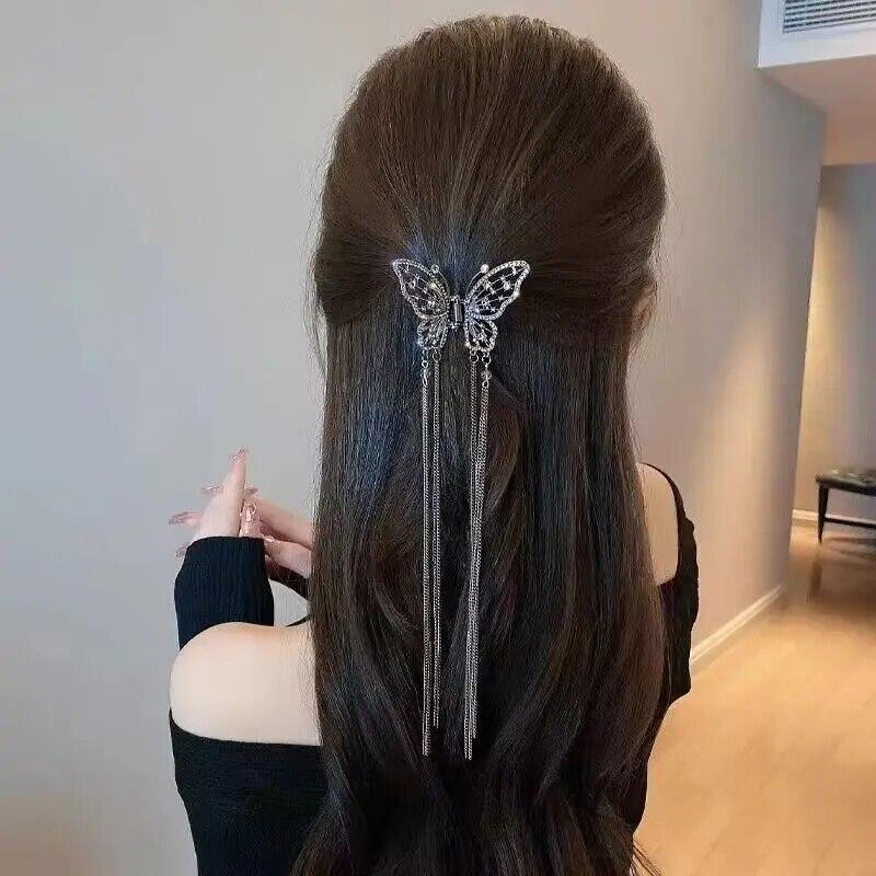 Exquisite Metal Butterfly Hair Claw Fashion Ponytail Clip Hairgrips Hairpin Elegant Ribbon Hair Clip Girls Vintage Hair Accessories