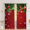 Festive Christmas Ball Conifer Red Curtains Semi-Blackout and Heat Insulation for Bedroom Living Room Door Decor Machine Wash