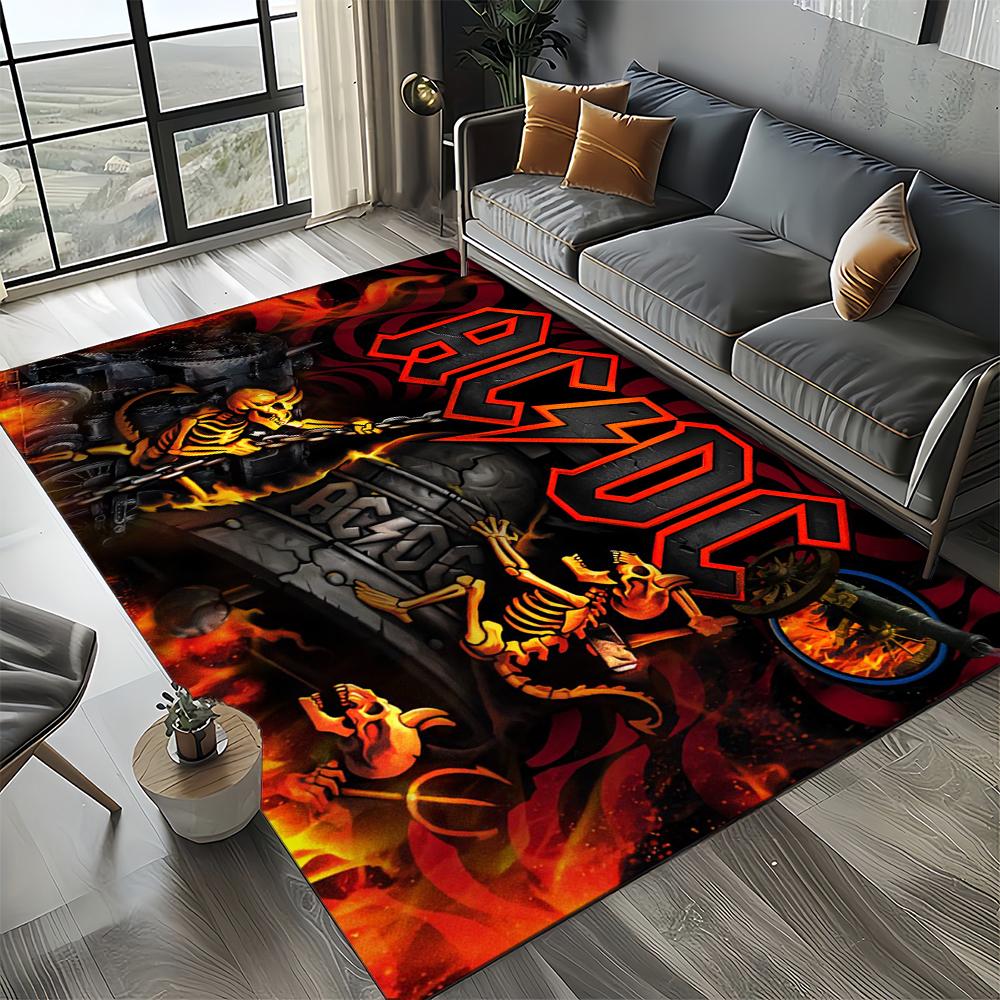 3D AC-DC-Rock Band Мультяшный Ковер Большой, Ковер для Гостиной Спальни Дивана Прихожей Декор, Детский Нескользящий Коврик